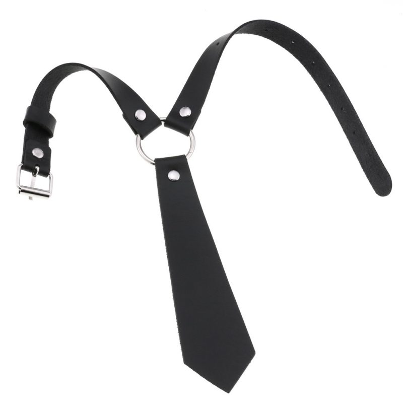 PU Faux Leather Tie Collar