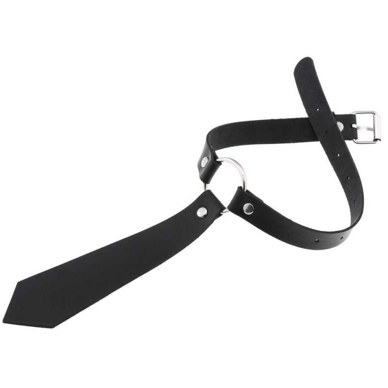 PU Faux Leather Tie Collar