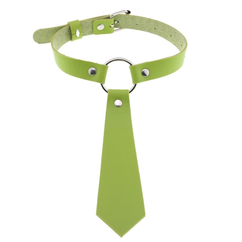 PU Faux Leather Tie Collar - Green