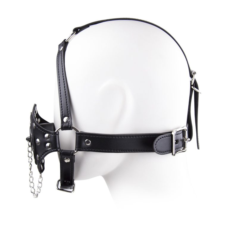 Humiliation Funnel Gag with Adjustable Head Harness - Toilet Lid Design for BDSM Play