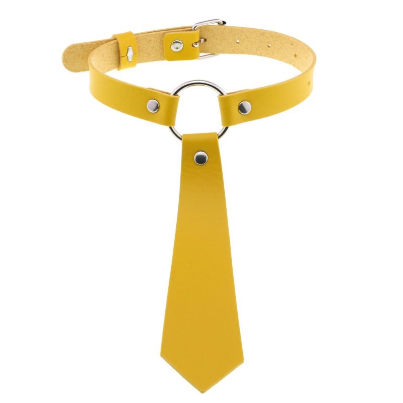 PU Faux Leather Tie Collar - Yellow