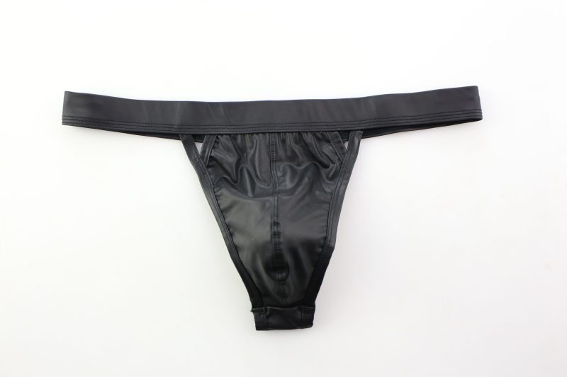 Men’s PU Faux Leather Thong Underwear